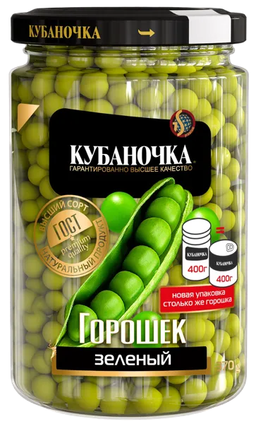 Изображение Горошек зеленый Кубаночка премиум молочный Гранд Стар с/б, 370 г