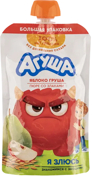 Изображение Пюре с 12 мес Агуша яблоко груша злаки ВБД пауч, 160 г