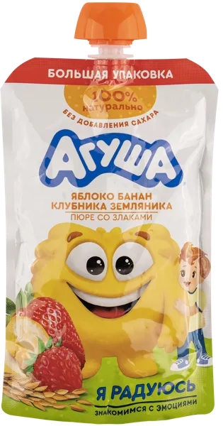 Изображение Пюре с 12 мес Агуша ябл бан клубн земл злак ВБД пауч, 160 г