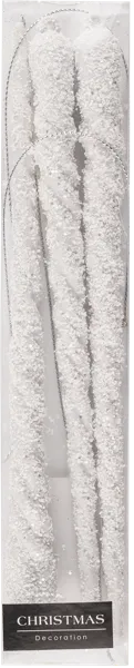 Изображение Елочное украшение 23см пластик Купман сосулька белая с блесткам Купман Интернэшнл , 3 шт