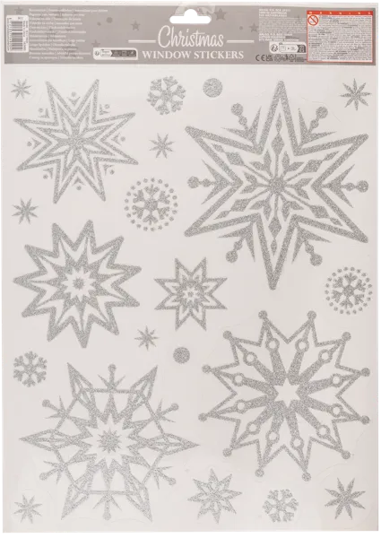 Изображение Наклейки 30*42см на окно Купман снежинки серебряные Купман Интернэшнл м/у, 1 шт