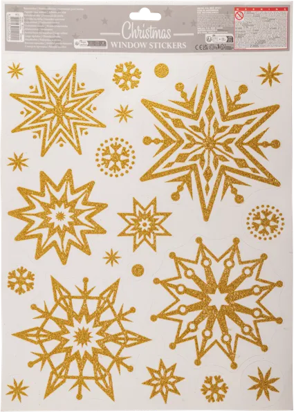 Изображение Наклейки 30*42см на окно Купман снежинки золотые Купман Интернэшнл м/у, 1 шт