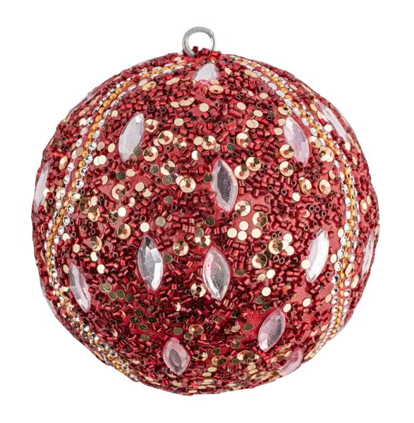 Изображение Шар 10см пластик Купман красный с бисером в асс Купман Интернэшнл , 1 шт