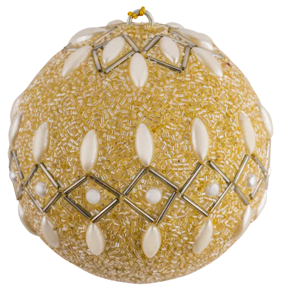 Изображение Шар 10см пластик Купман шампань с бисером в асс Купман Интернэшнл , 1 шт