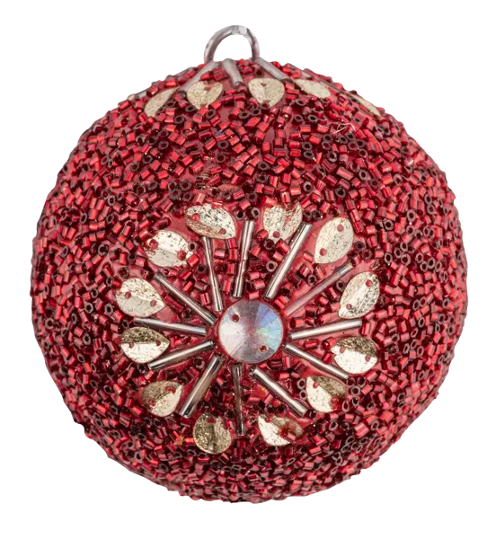 Изображение Шар 8см пластик Купман красный с бисером в асс Купман Интернэшнл , 1 шт