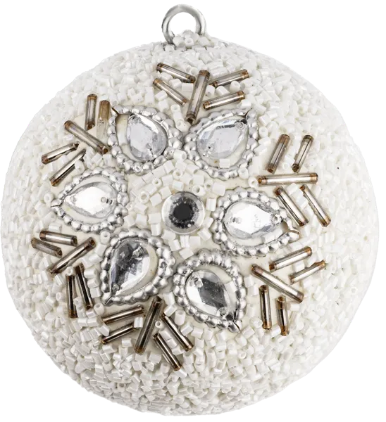 Изображение Шар 8см пластик Купман белый с бисером в асс Купман Интернэшнл , 1 шт