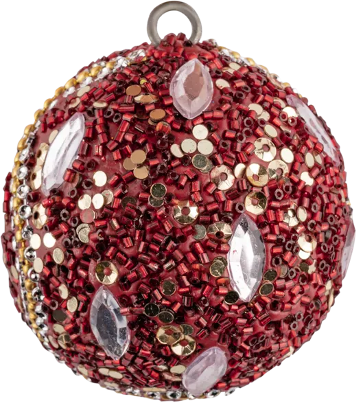 Изображение Шар 6см пластик Купман красный с бисером в асс Купман Интернэшнл , 1 шт