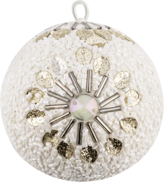 Изображение Шар 6см пластик Купман белый с бисером в асс Купман Интернэшнл , 1 шт