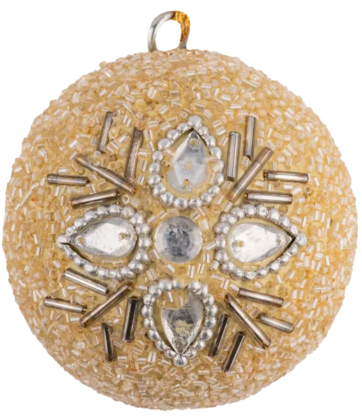 Изображение Шар 6см пластик Купман шампань с бисером в асс Купман Интернэшнл , 1 шт