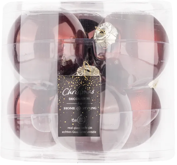 Изображение Шар 8см стекло Купман бордо глянцевый матовый Купман Интернэшнл п/у, 6 шт