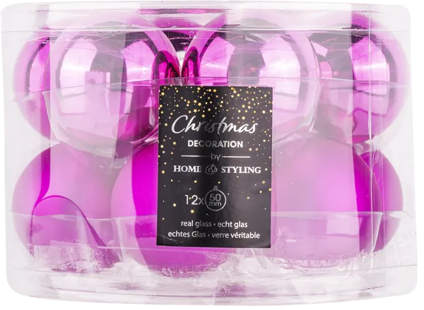 Изображение Шар 5см стекло Купман фуксия глянцевый матовый Купман Интернэшнл п/у, 12 шт