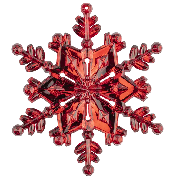 Изображение Елочное украшение 12см пластик Купман снежинка красная в асс Купман Интернэшнл , 1 шт