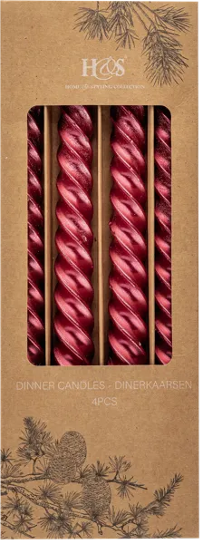 Изображение Свеча 25см декоративная Купман красная закрученная Купман Интернэшнл , 4 шт