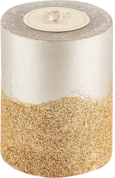 Изображение Свеча 9см столбик Купман кремовая золотая с блестк Купман Интернэшнл , 1 шт