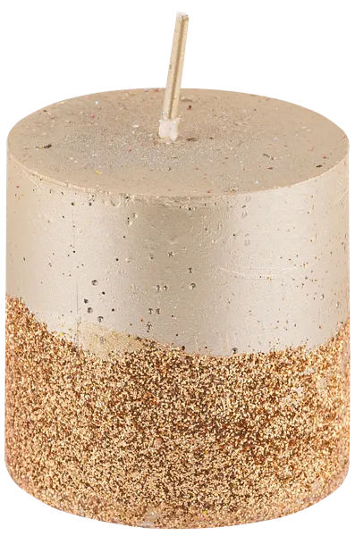 Изображение Свеча 5см столбик Купман кремовая золотая с блестк Купман Интернэшнл , 1 шт
