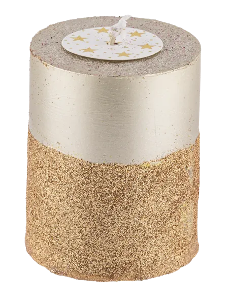 Изображение Свеча 9см столбик Купман бордо золотая с блестками Купман Интернэшнл , 1 шт