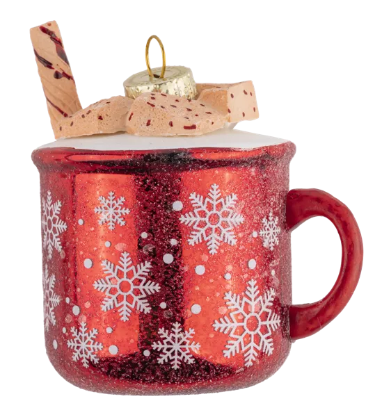 Изображение Елочное украшение 7см стекло Купман чашка шоколада красная Купман Интернэшнл , 1 шт