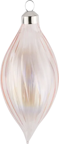 Изображение Елочное украшение 12см стекло Купман капля белая розовая Купман Интернэшнл , 1 шт
