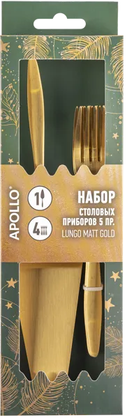 Изображение Набор десертный золотой Аполло лопатка + 4 вилки Цзеян Сити Аяда к/у, 1 шт