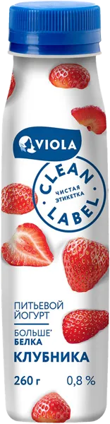 Изображение Йогурт 0,4% питьевой Виола клубника Виола п/б, 260 мл