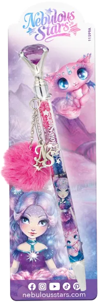 Изображение Ручка черная шариковая Небулус Старс Небулия помпон кристаллы ТвинТим Эдженси к/у, 1 шт