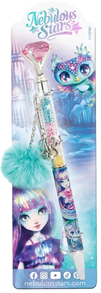 Изображение Ручка черная шариковая Небулус Старс Айседора помпон кристаллы ТвинТим Эдженси к/у, 1 шт