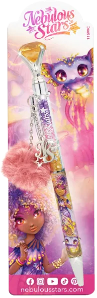 Изображение Ручка черная шариковая Небулус Старс Орелия помпон кристаллы ТвинТим Эдженси к/у, 1 шт