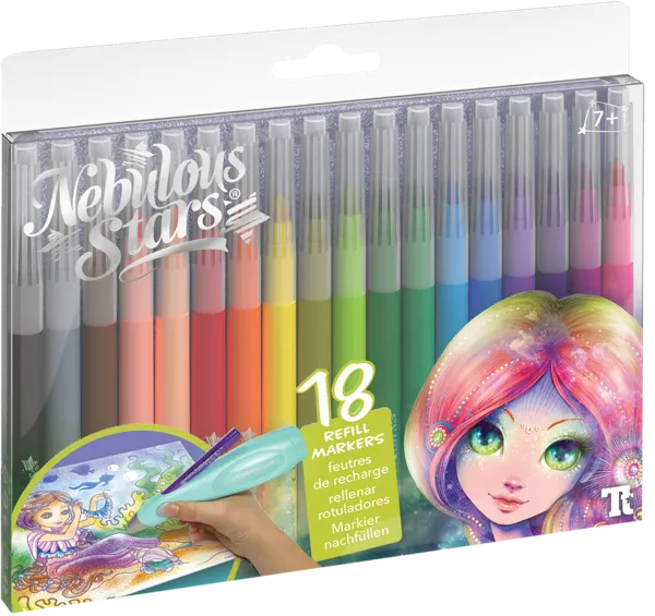 Изображение Фломастеры цветные аэрозольные Небулус Старс Коралия ТвинТим Эдженси п/у, 18 шт