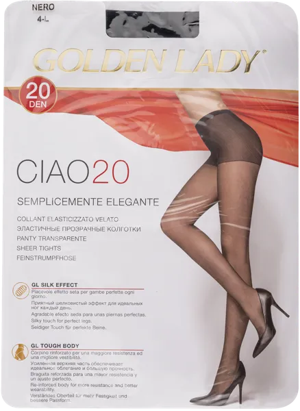 Изображение Колготки 20 ден размер 4 Голден Леди Циао Неро Единая Европа Элит м/у, 1 шт