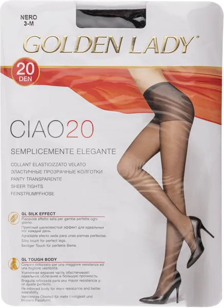 Изображение Колготки 20 ден размер 3 Голден Леди Циао Неро Единая Европа Элит м/у, 1 шт