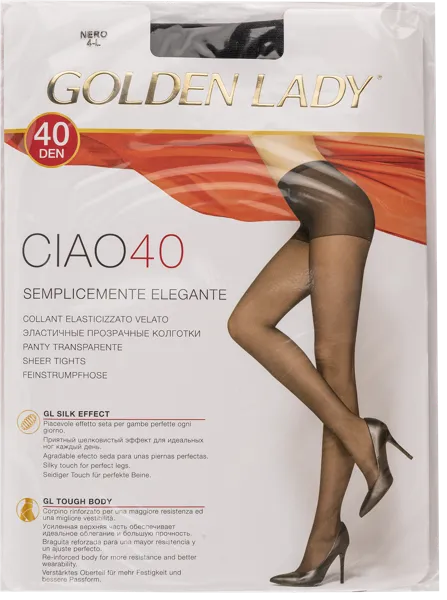 Изображение Колготки 40 ден размер 4 Голден Леди Циао Неро Единая Европа Элит м/у, 1 шт