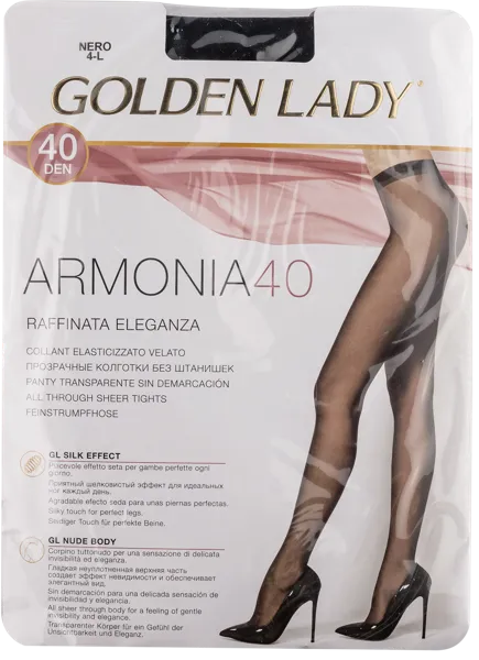 Изображение Колготки 40 ден размер 4 Голден Леди Армониа Неро Единая Европа Элит м/у, 1 шт