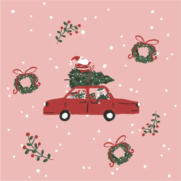 Изображение Бумага 70*100см упаковочная Би Смарт санта на машине Созидание м/у, 1 шт