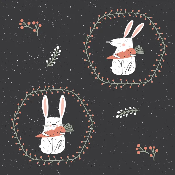 Изображение Бумага 70*100см упаковочная Би Смарт кролик на черном Созидание м/у, 1 шт