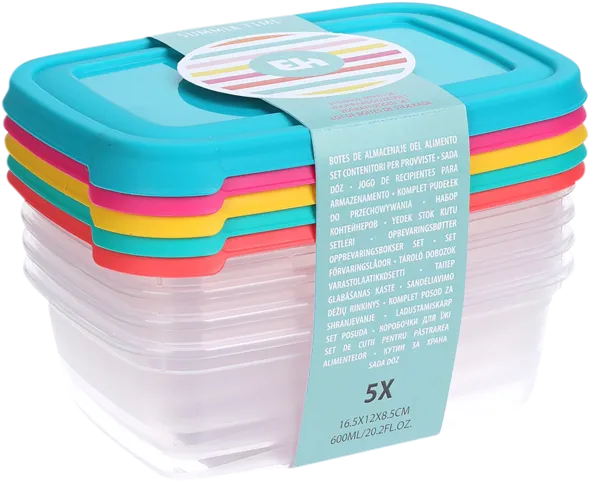 Изображение Контейнер 600мл пластик Купман с цветной крышкой Купман Интернэшнл , 5 шт