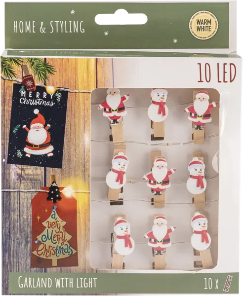 Изображение Электрогирлянда 30см на батарейках Купман на прищепках 20 теплых ЛЕ Купман Интернэшнл п/у, 1 шт