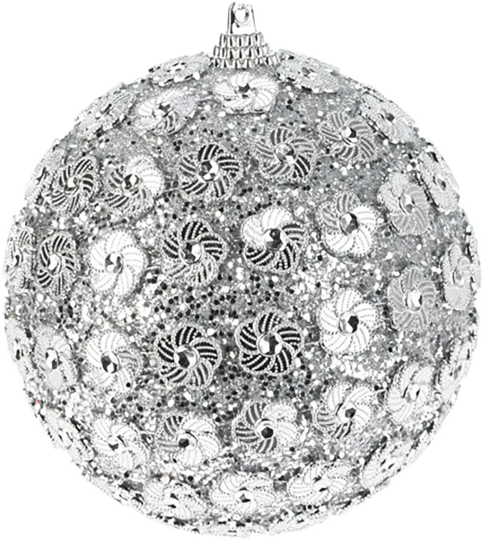 Изображение Елочное украшение 12см пластик Купман пайетки цветочные серебро Купман Интернэшнл , 1 шт