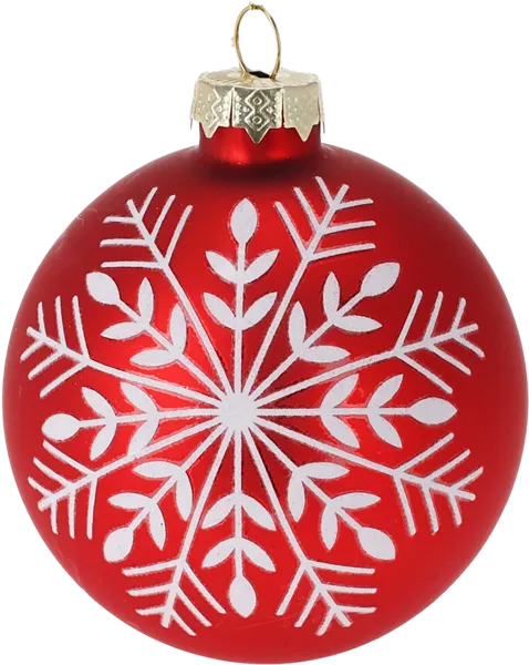 Изображение Шар 8см стекло Купман снежинка белый красный Купман Интернэшнл , 1 шт