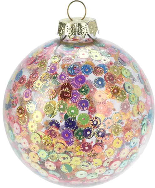 Изображение Шар 8см стекло Купман прозрачный с пайетками Купман Интернэшнл , 1 шт