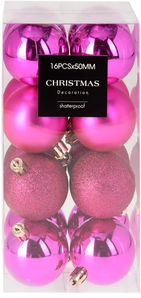 Изображение Шар 5см пластик Купман фуксия глянцевый матовый Купман Интернэшнл п/у, 16 шт