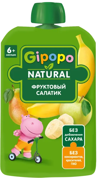 Изображение Пюре с 6 мес Гипопо яблоко груша банан Иваново пауч, 90 г