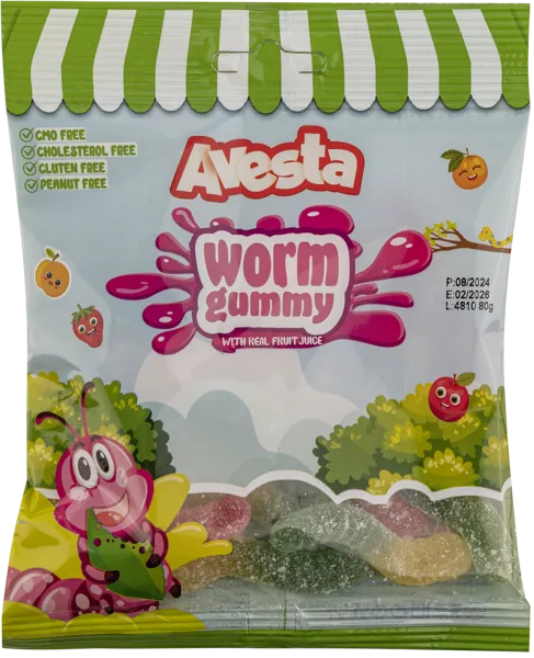 Изображение Мармелад жевательный Авеста червячки кислый Аверест м/у, 80 г