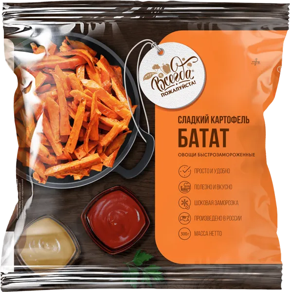 Изображение Корнеплод замороженный Всегда пожалуйста батат Эко Ресурс м/у, 300 г