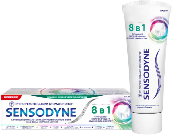 Изображение Зубная паста от кариеса Сенсодин комплексный уход 8в1 Глаксо Смит Кляйн к/у, 75 мл