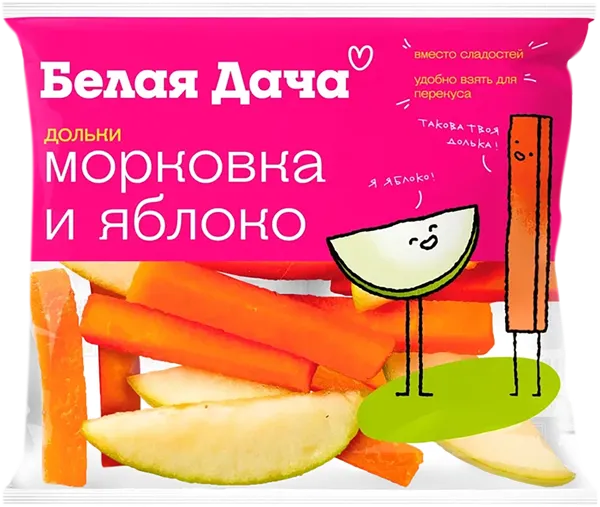 Изображение Микс очищенные Морковные палочки яблочные дольки Белая дача м/у, 80 г