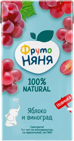 Изображение Сок с 3 лет Фрутоняня яблоко виноград Прогресс т/п, 500 мл