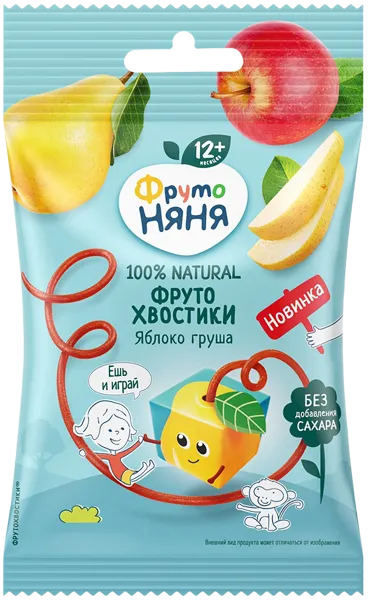 Изображение Фруктовые кусочки с 12 мес Фрутоняня Хвостики яблоко груша Прогресс м/у, 15 г
