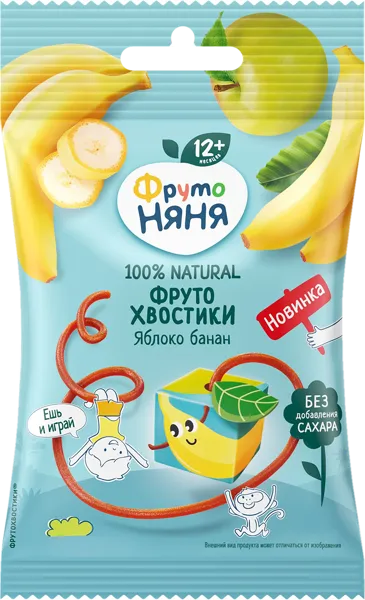 Изображение Фруктовые кусочки с 12 мес Фрутоняня хвостики яблоко банан Прогресс м/у, 15 г
