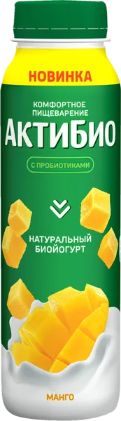 Изображение Биойогурт 1,5% питьевой Актибио манго Эйч энд Эн п/б, 260 мл