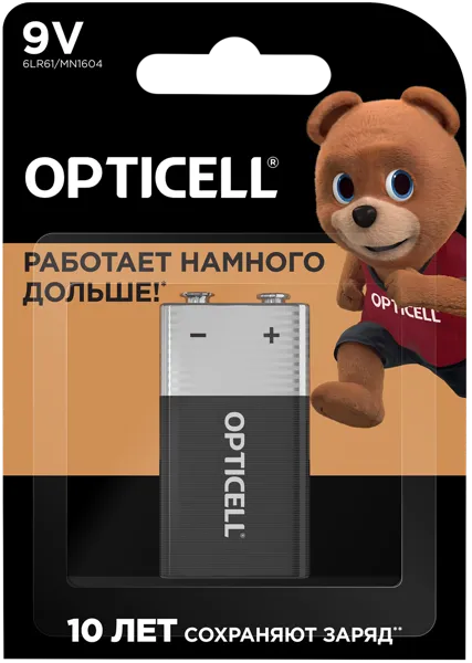 Изображение Батарейка 6ЛР61 9 вольт Оптиселл бэйсик Оптиселл к/у, 1 шт